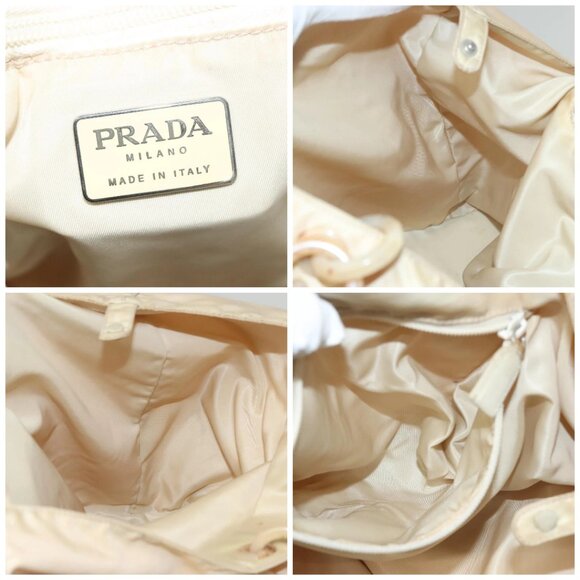 PRADA Hand Bag Nylon Beige Silver Auth - Picture 15 of 16